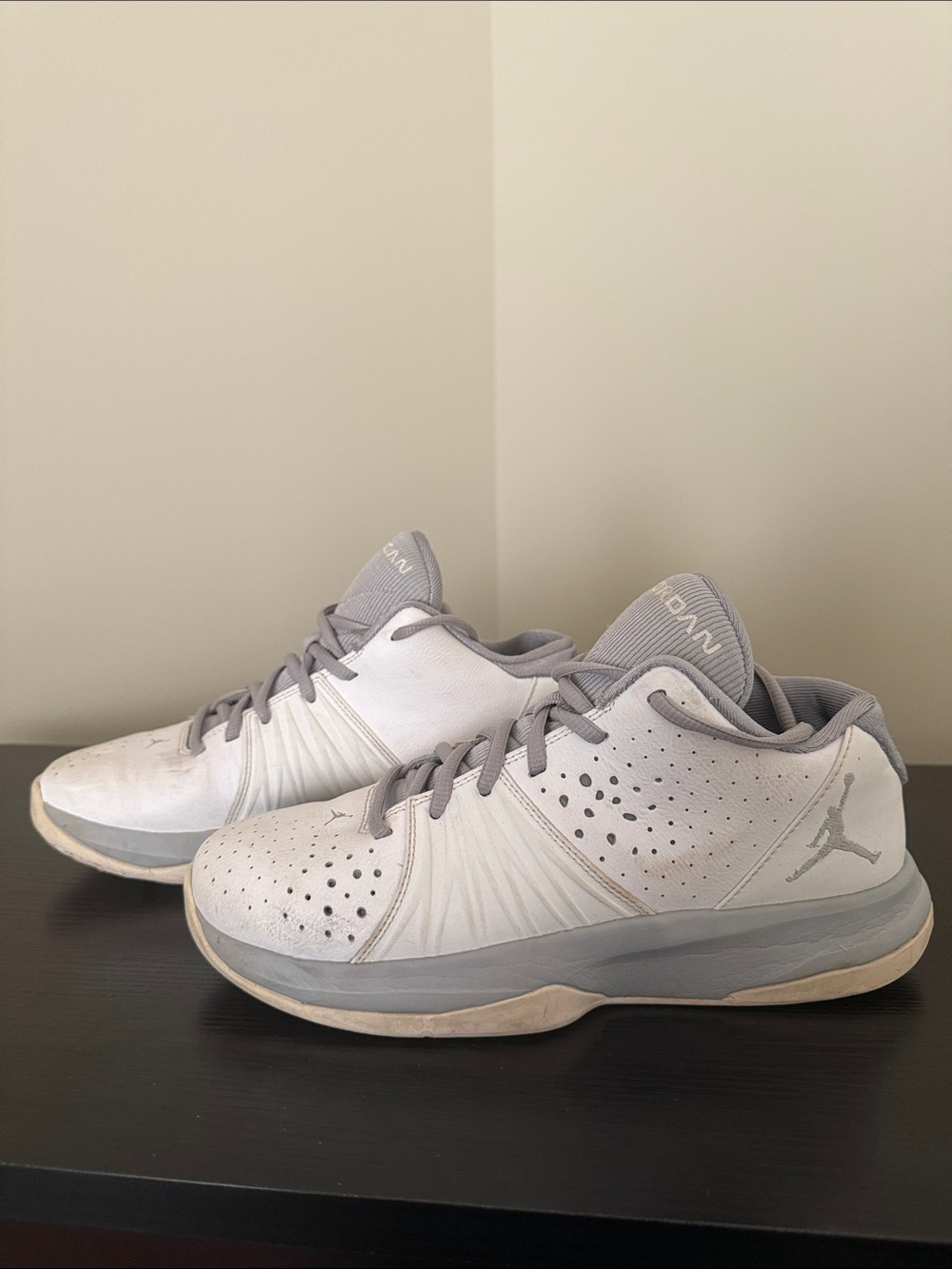 Jordan White and Gray Low-Top Athletic Sneakers Boys